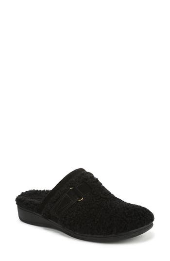 Vionic Izzy Faux Shearling Clog In Black