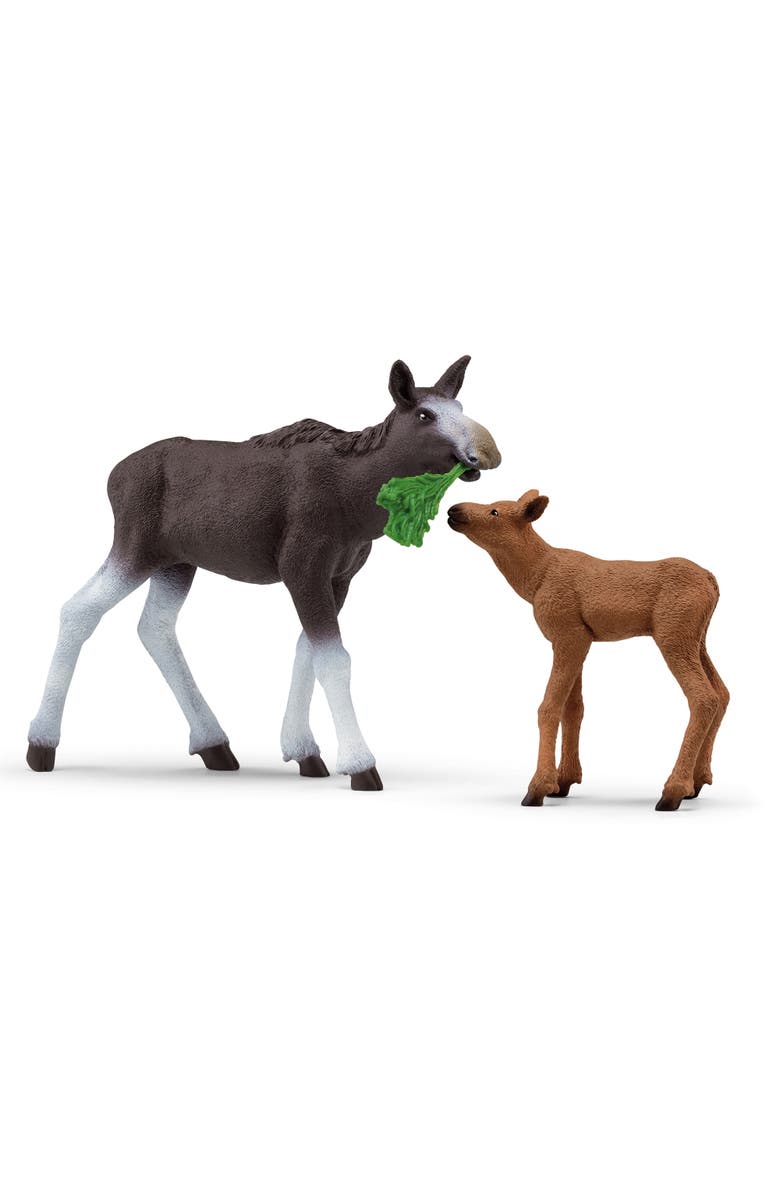 Schleich Wild Life Moose Family, Animal Figurines, 3 Pieces, Ages 3+, Main, color, Multicolored
