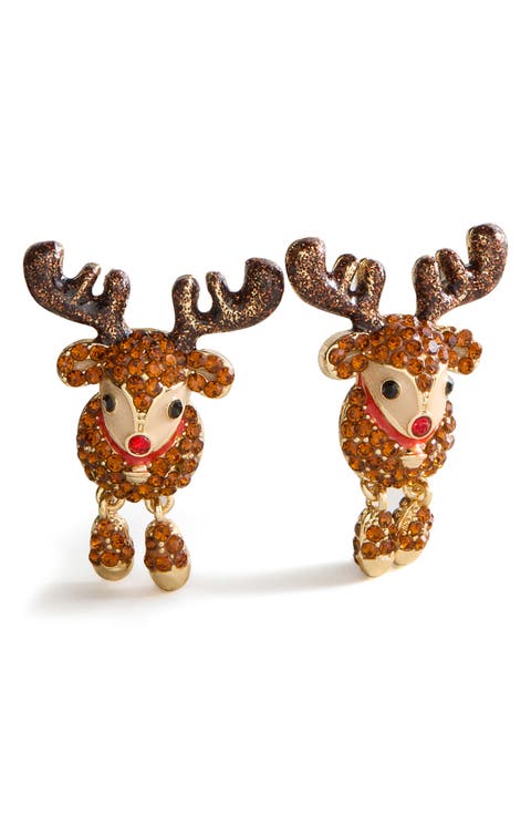 Star of the Sleigh Reindeer Statement Earrings