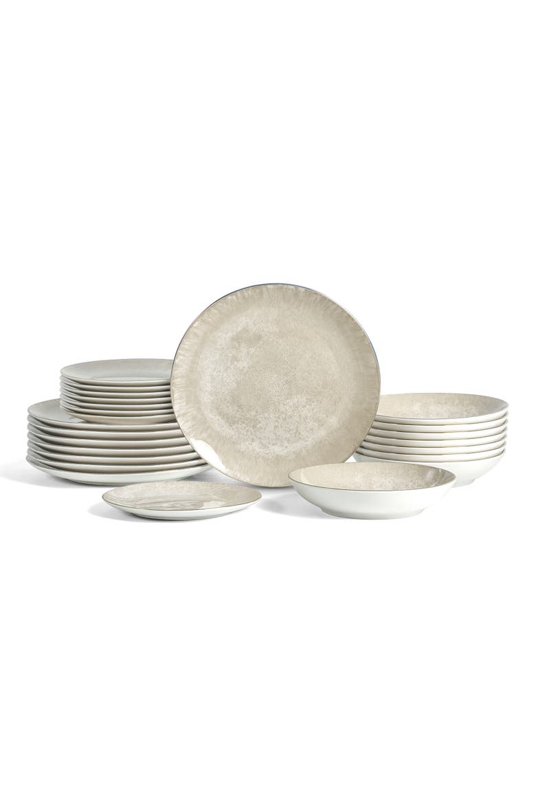 Onyx 24-Piece Dinnerware Set Porcelain, Service for 8, Main, color, Beige and Gold