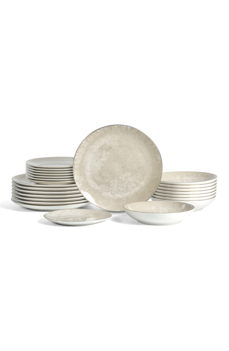 Christian Siriano Onyx 24-Piece Dinnerware Set Porcelain, Service for 8, Main, color, Beige And Gold