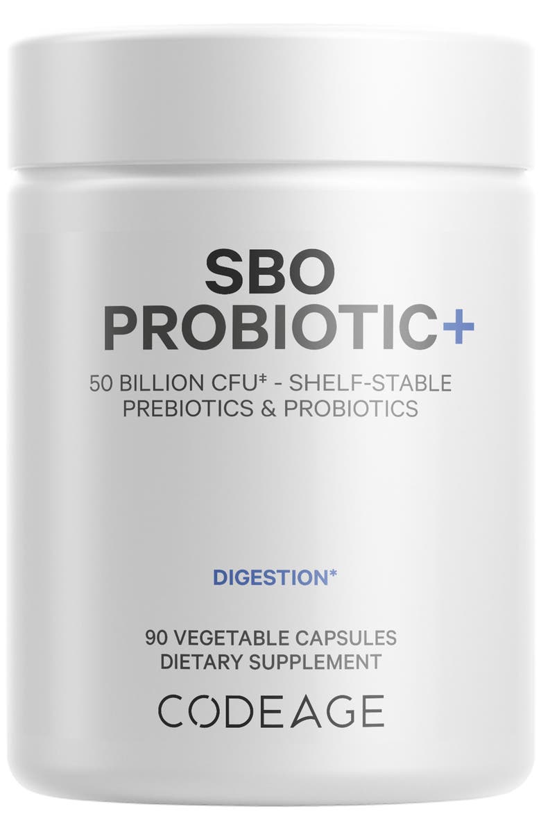 Codeage SBO Probiotic 50 Billion CFU +Prebiotics Supplement, Main, color, White