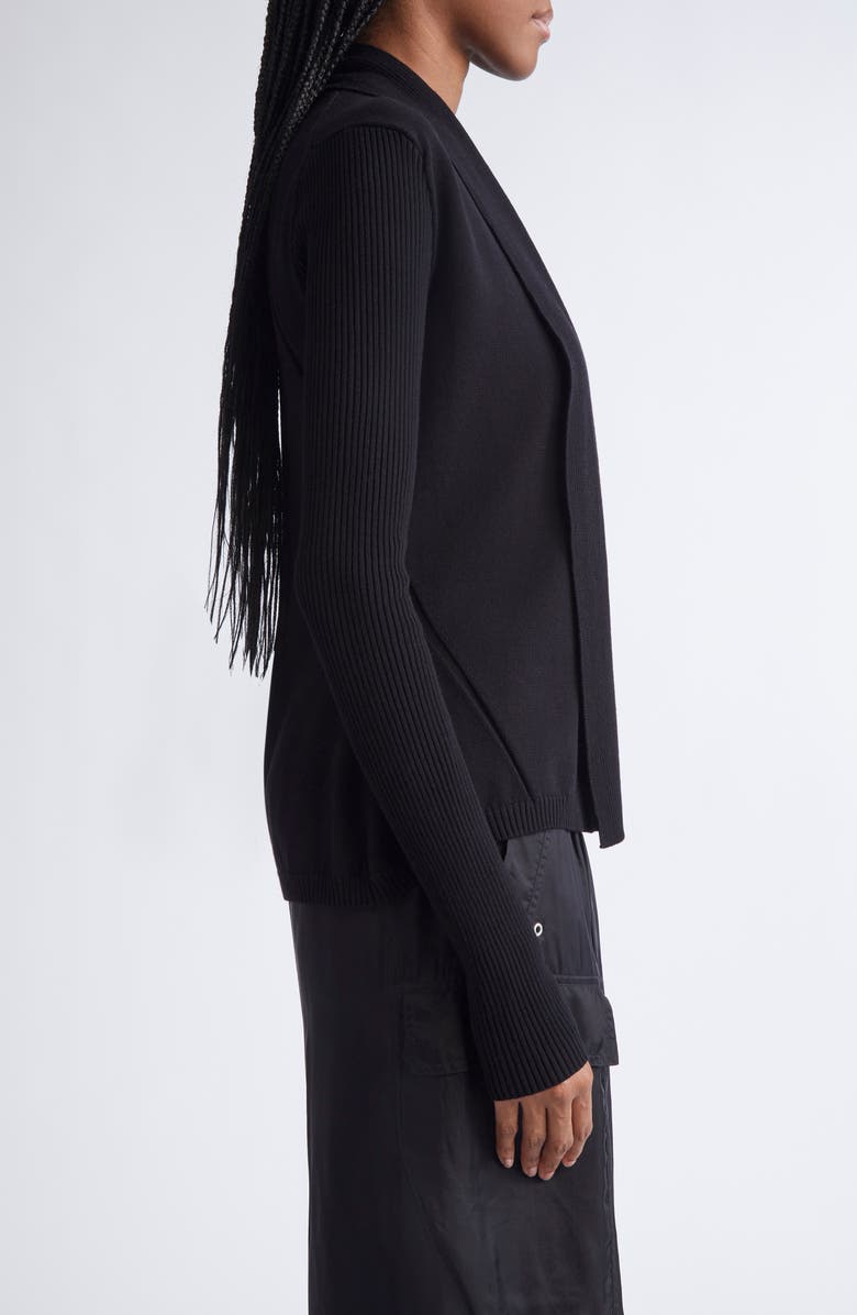 Rick Owens Open Front Rib Cardigan, Alternate, color, Black