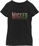 Wicked: For Good Girls' Official Pink and Green Logo Graphic Short Sleeve T-Shirt