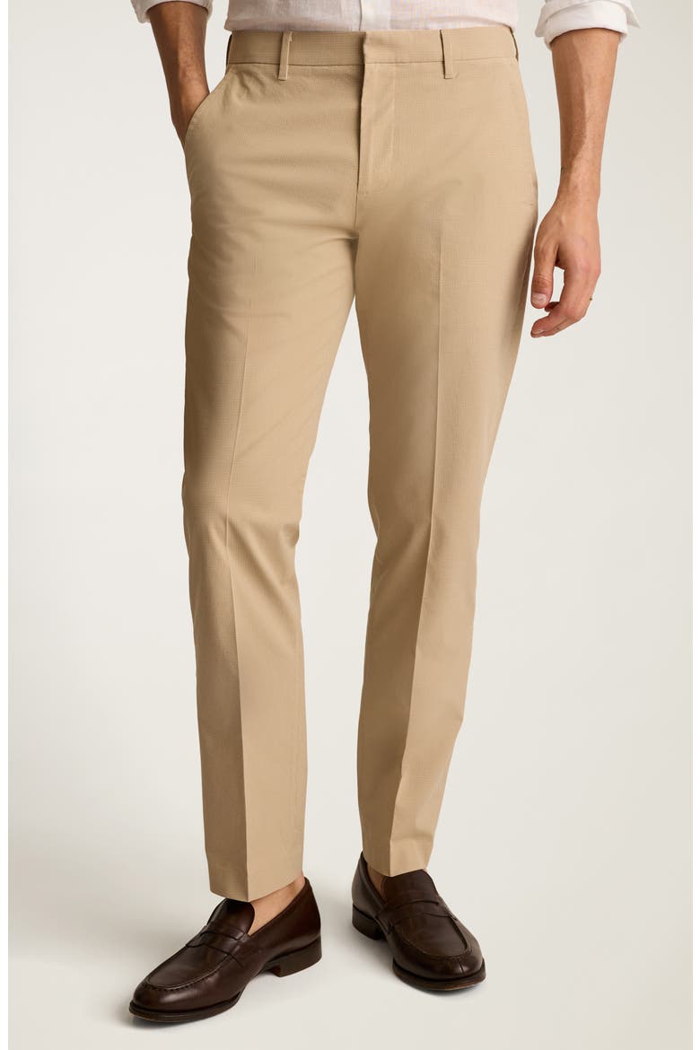 Weekday Warrior Slim Fit Flat Front Pants, Main, color, FRIDAY KHAKI MICRO HOUNDSTOOTH