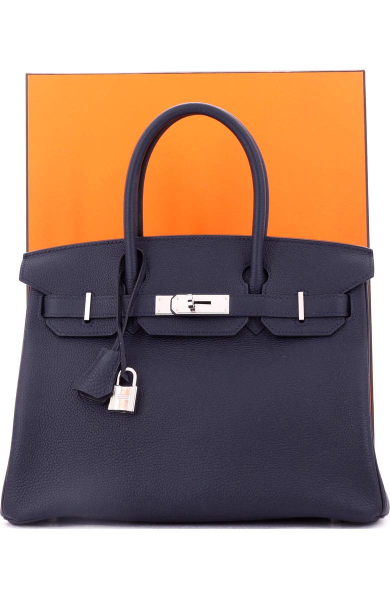 Pre-Owned Hermes Birkin Handbag Blue Togo with Palladium Hardware 30, Alternate, color, Bleu Nuit