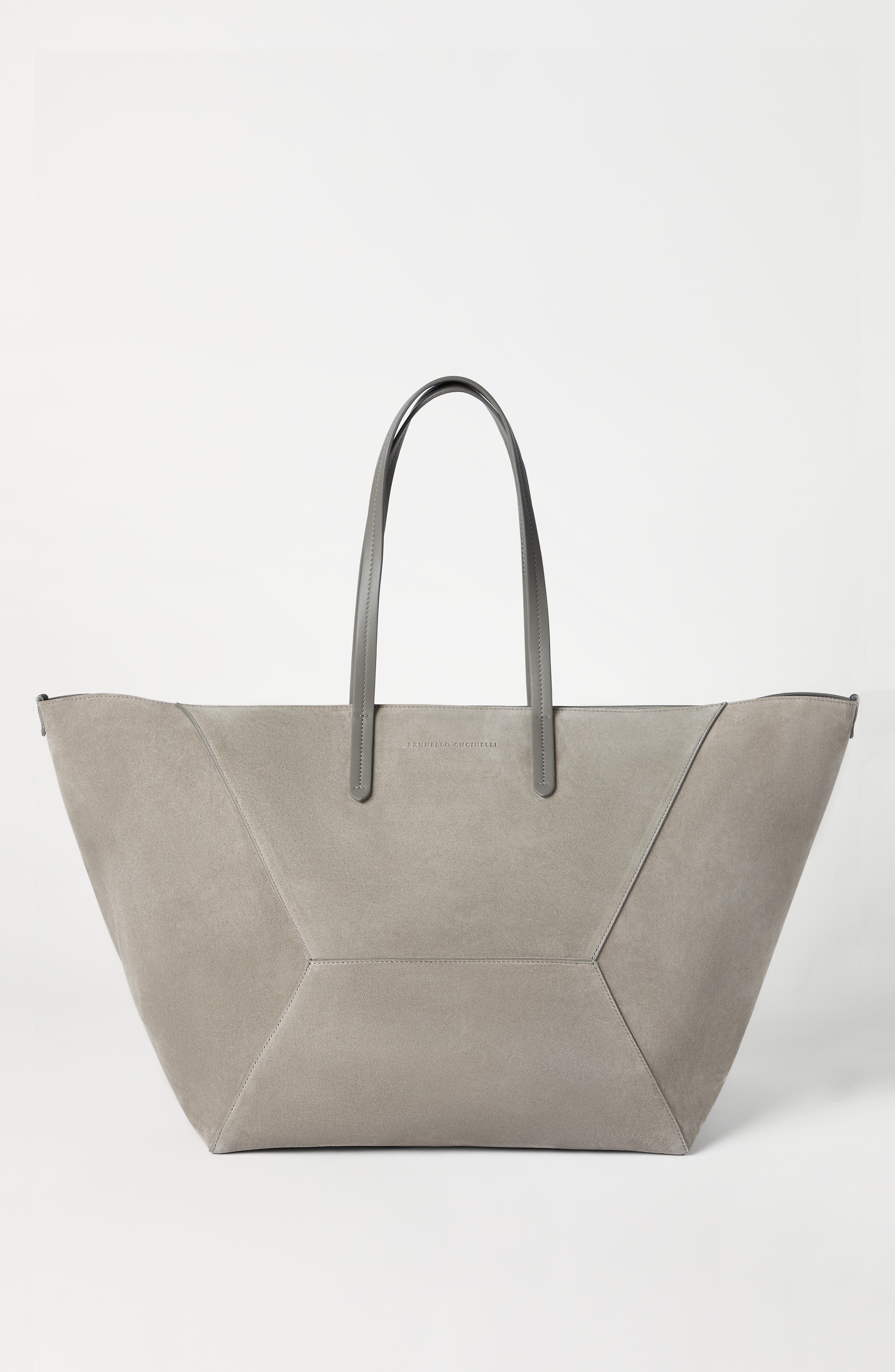 Brunello Cucinelli Suede large BC Duo bag, Alternate, color, Khaki