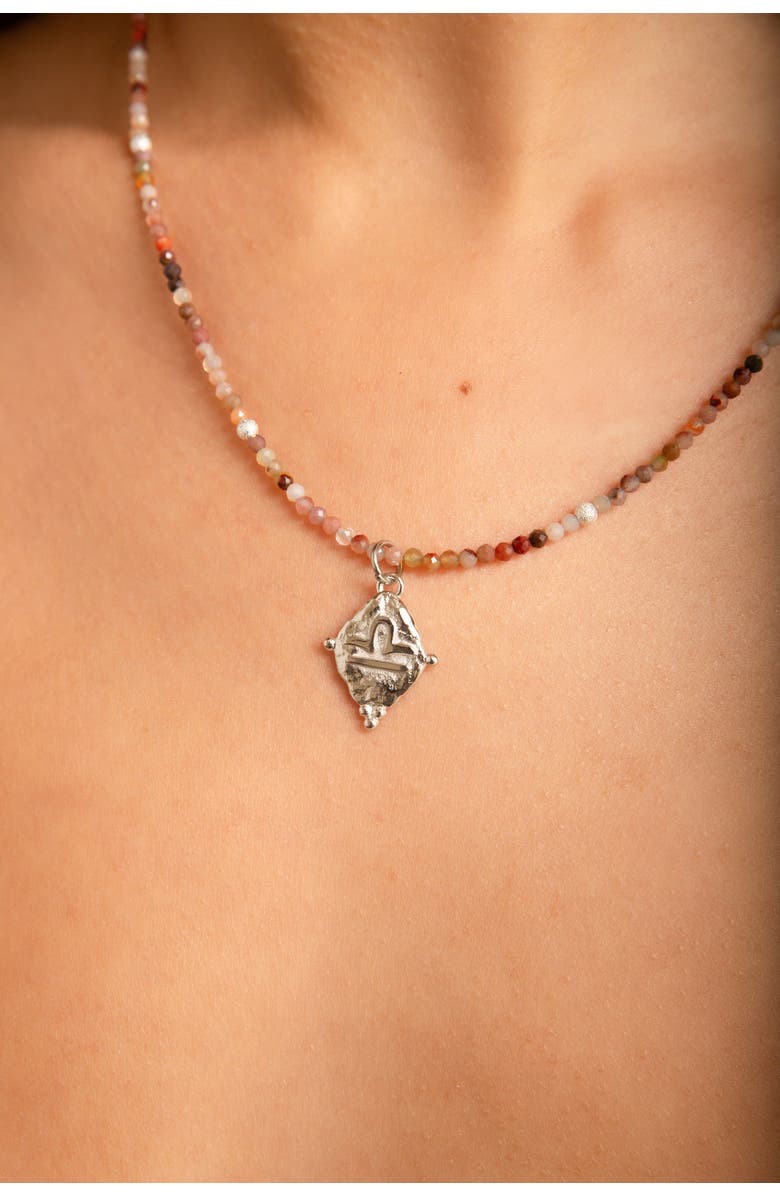 Seven Saints Libra Zodiac Gemstone Choker Necklace, Alternate, color, White