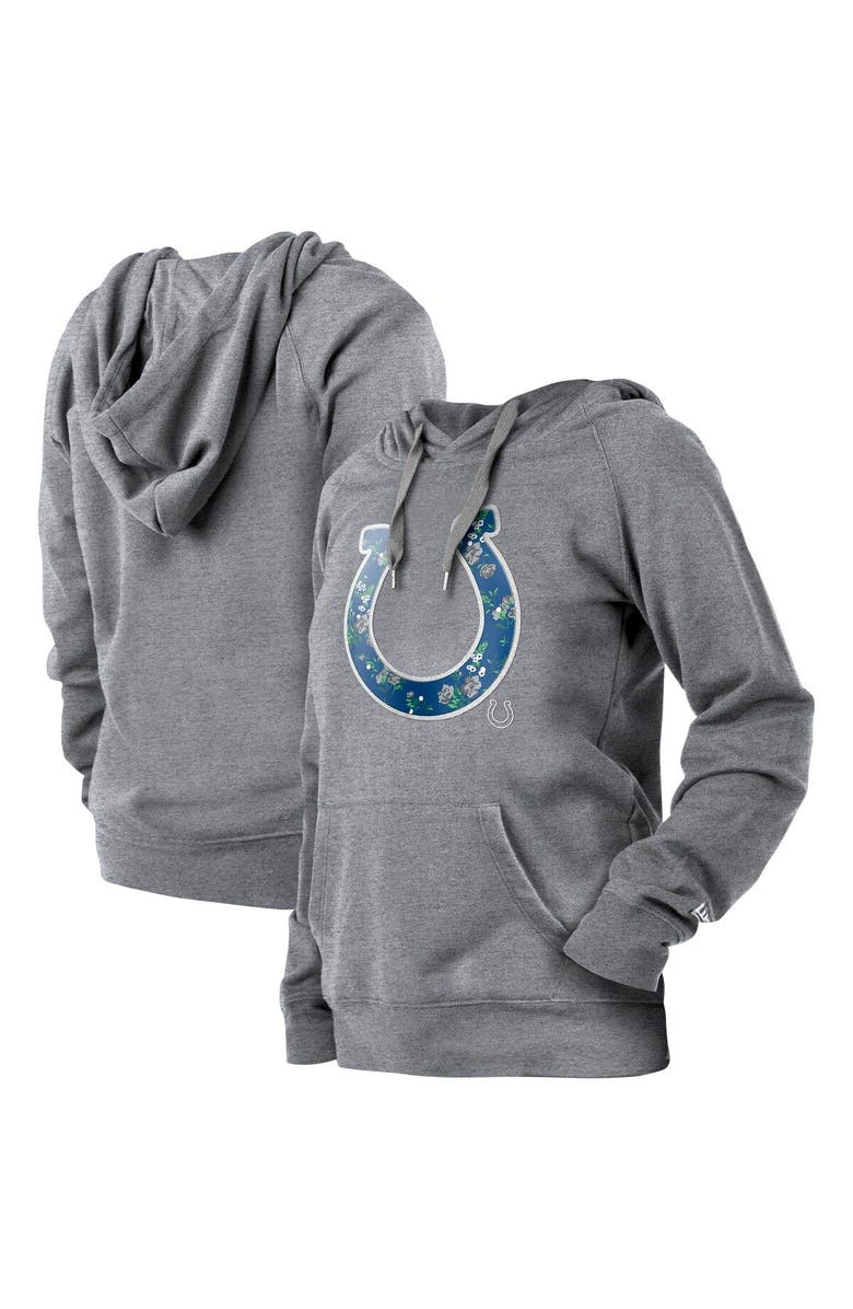New Era Women's New Era  Gray Indianapolis Colts Floral Raglan Pullover Hoodie, Main, color, 