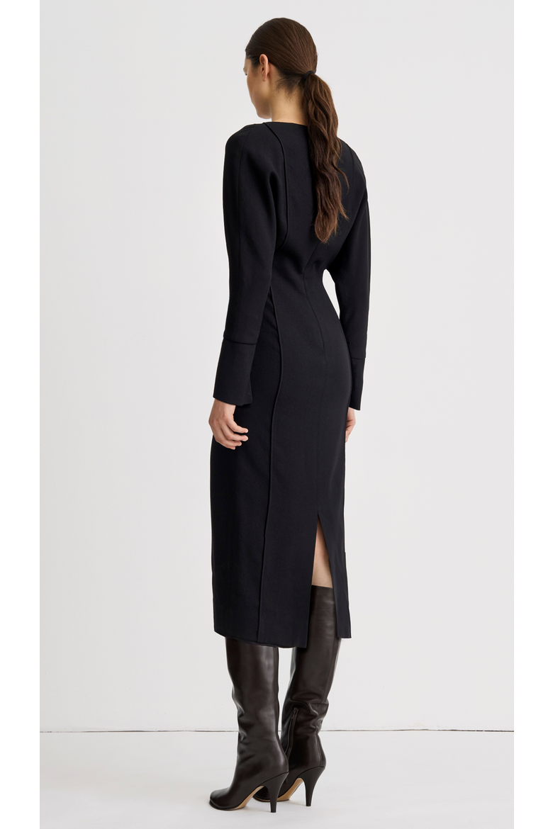 Draped Dolman Dress, Alternate, color, Black Crepe