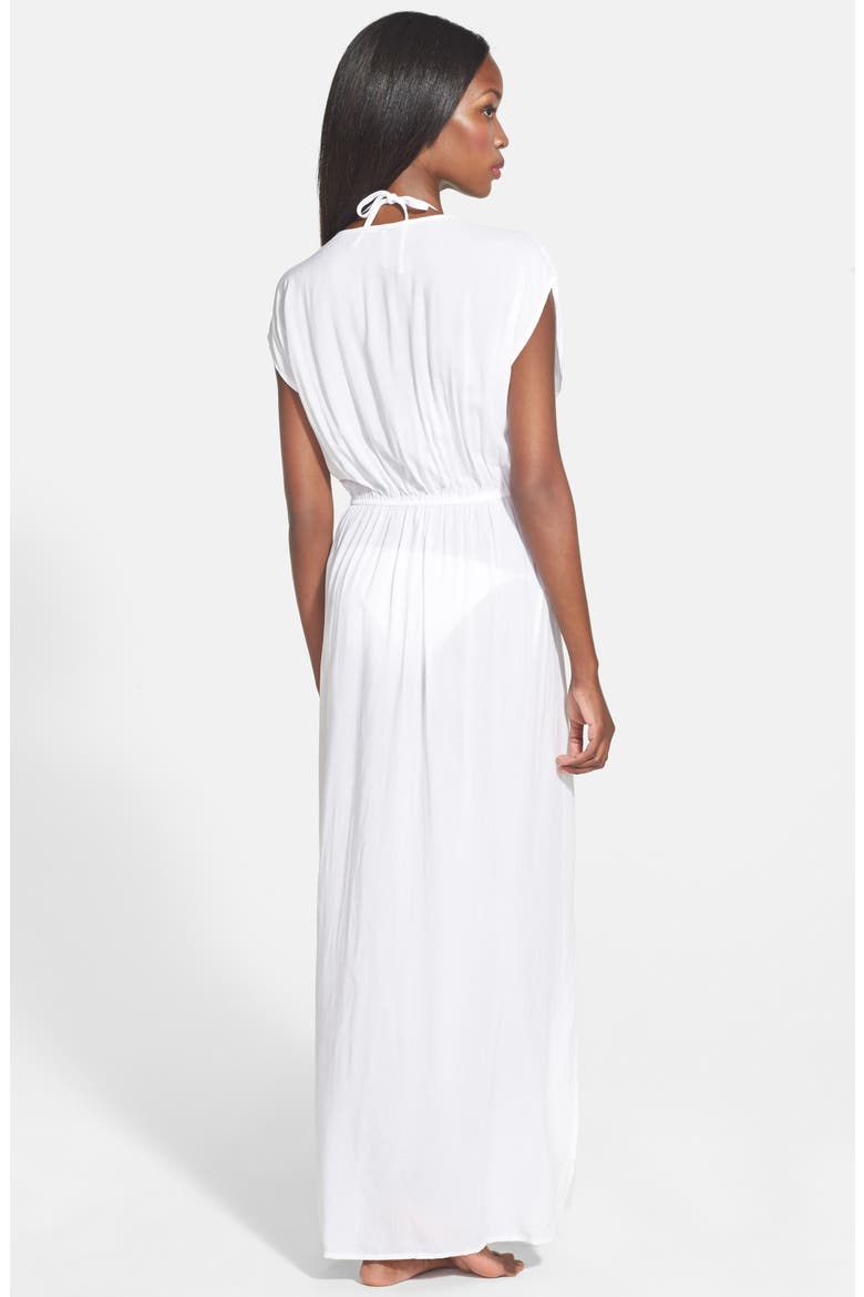 Deep V-Neck Cover-Up Maxi Dress, Alternate, color, WHITE