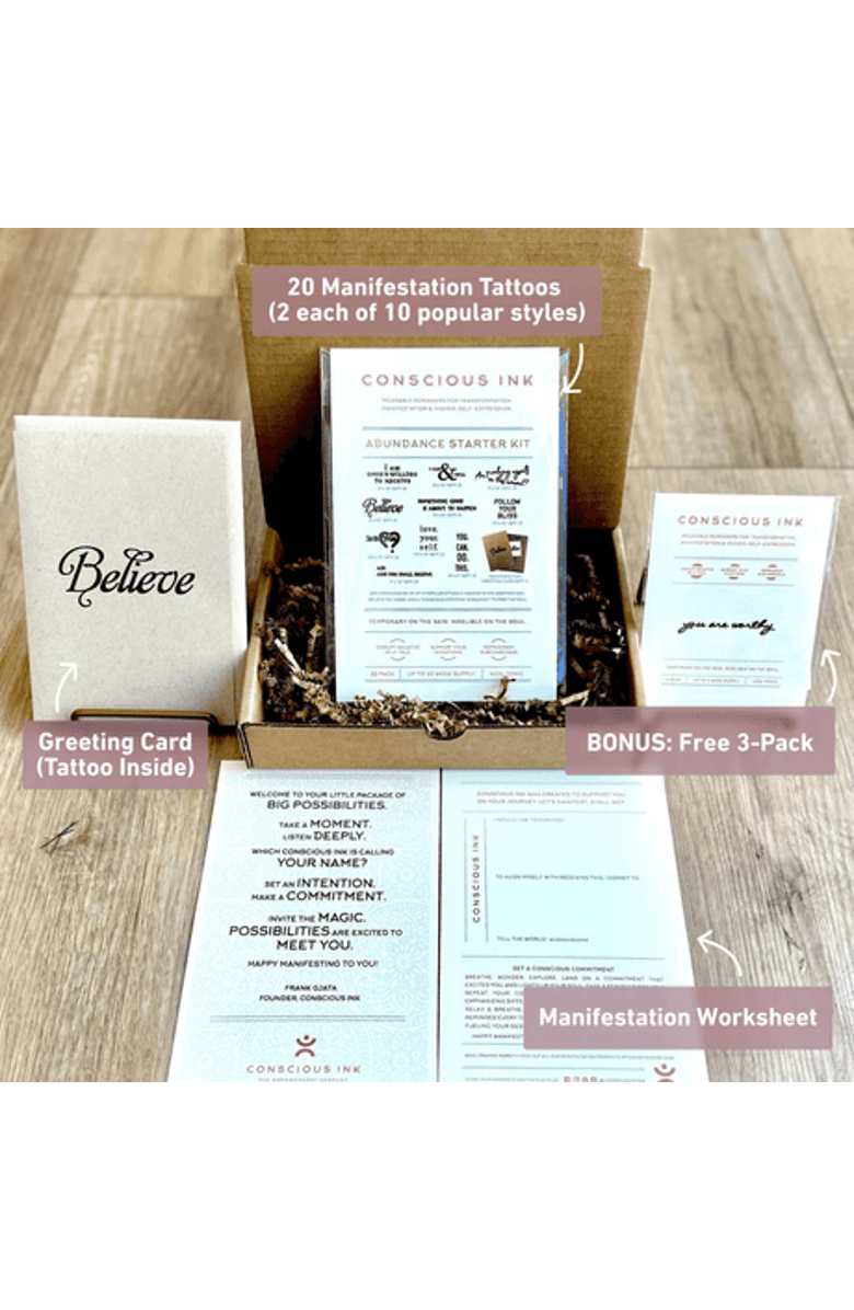 Conscious Ink Abundance Conscious Ink Starter Kit, Main, color, White