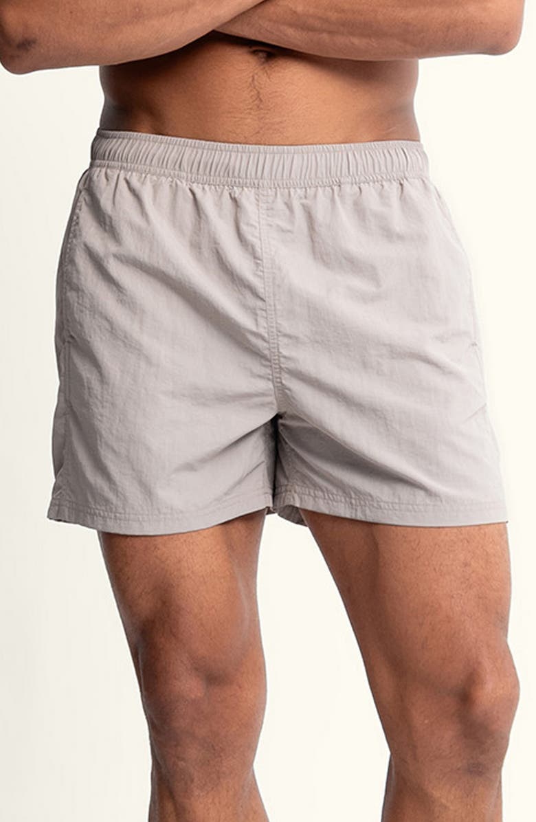 AUTO-REPLY<sup>™</sup> Sebastian Solid 4-Inch Nylon Swim Trunks, Main, color, Pumice/ Gray