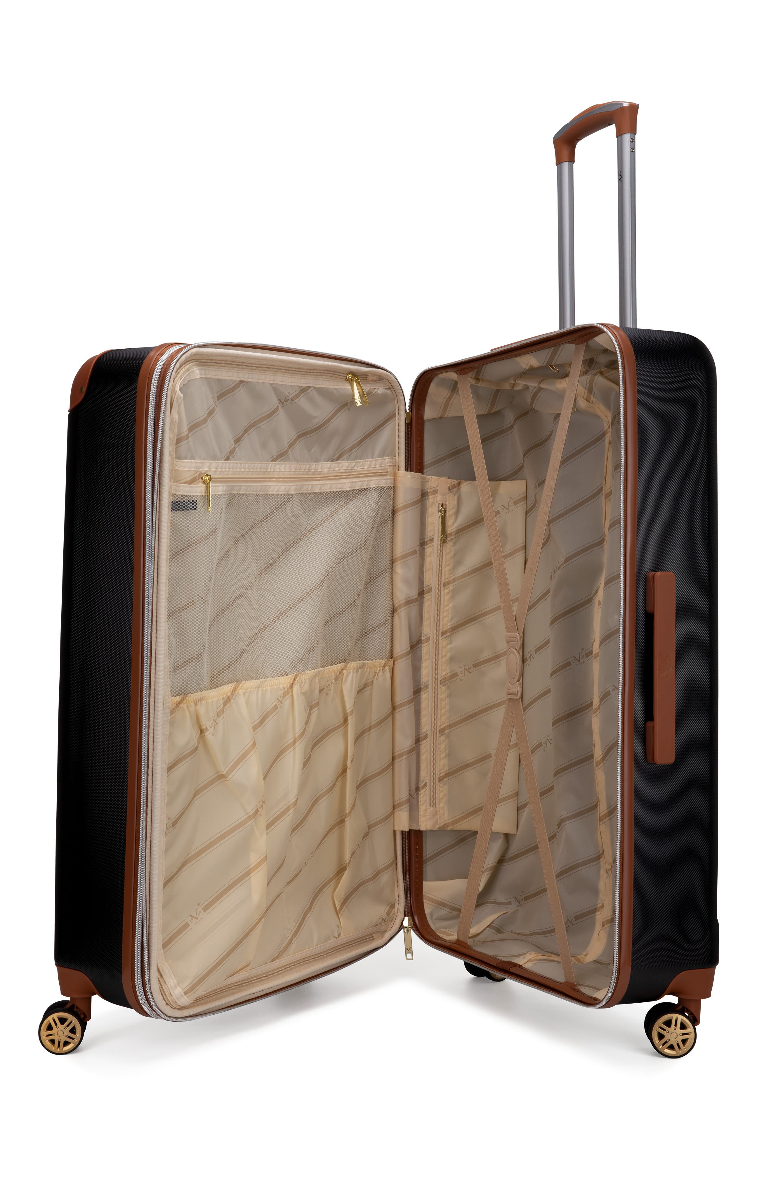 19V69 ITALIA Vintage 3 Piece Expandable Spinner Luggage Set, Alternate, color, Black