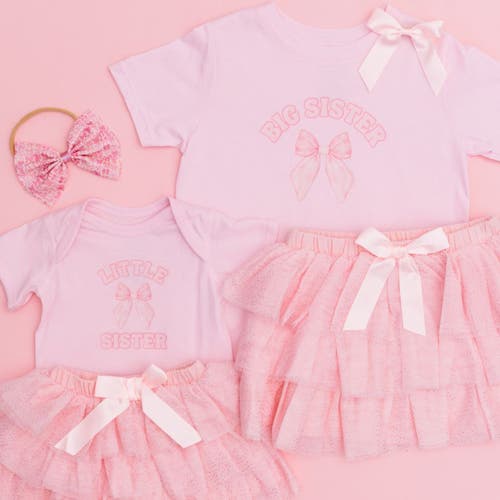 Sweet Wink Little Sister Bow Short Sleeve Bodysuit In Pink