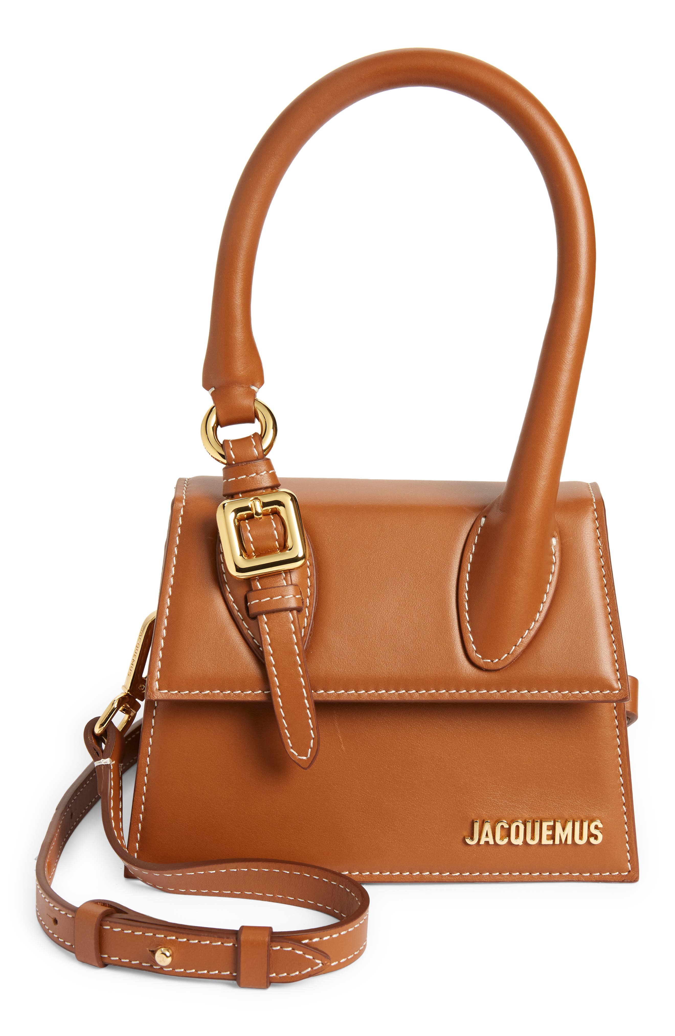 Jacquemus Le Chiquito Moyen Buckle Leather Top Handle Bag, Main, color, 