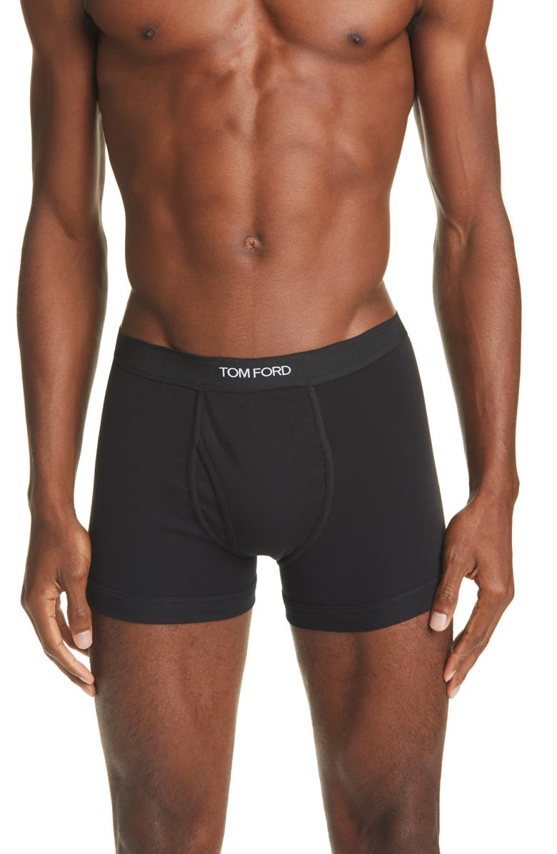 TOM FORD 2-Pack Cotton Jersey Boxer Briefs, Main, color, Black