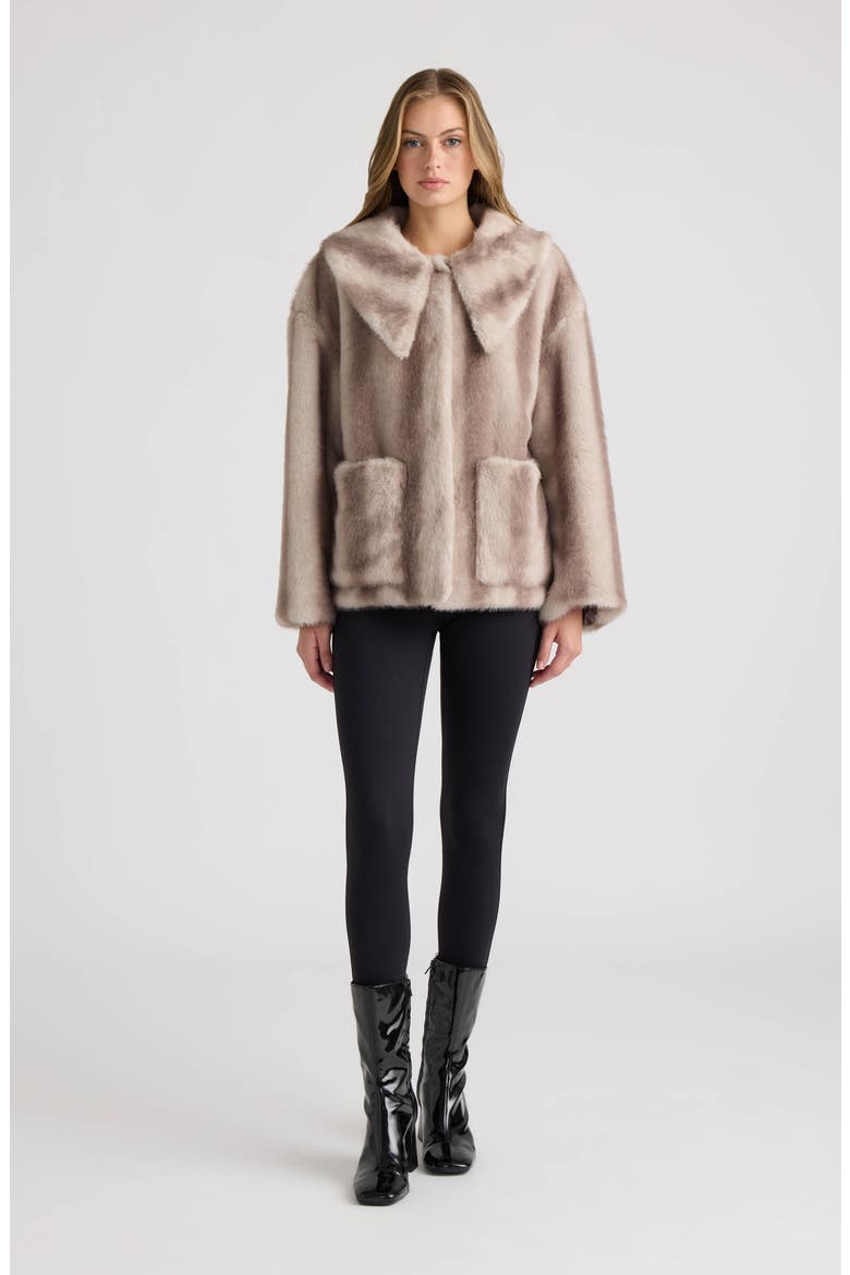 Faux Fur Crop Jacket, Alternate, color, SILVER