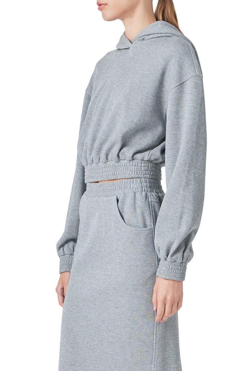 Grey Lab Crop French Terry Hoodie, Alternate, color, Heather Grey