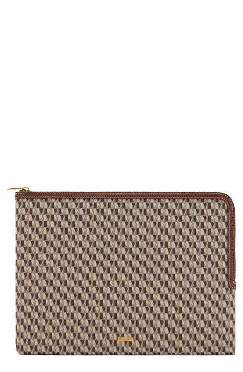 Monogram Logo Faux Leather Laptop Case