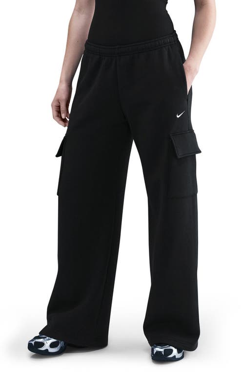 Nike Sportswear Phoenix Fleece Wide Leg Cargo Sweatpants In Black