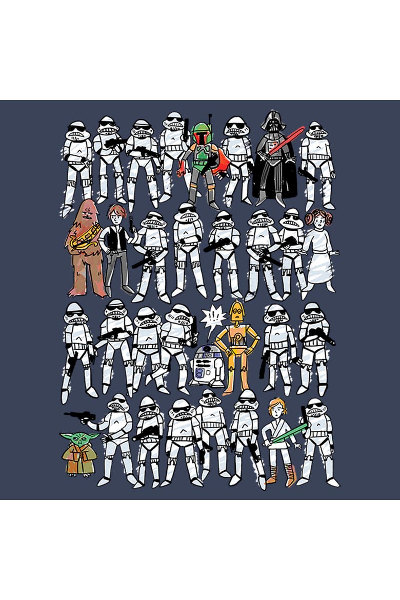 Boy's Star Wars Cute Sketches  Graphic T-Shirt, Alternate, color, Navy Blue Heather