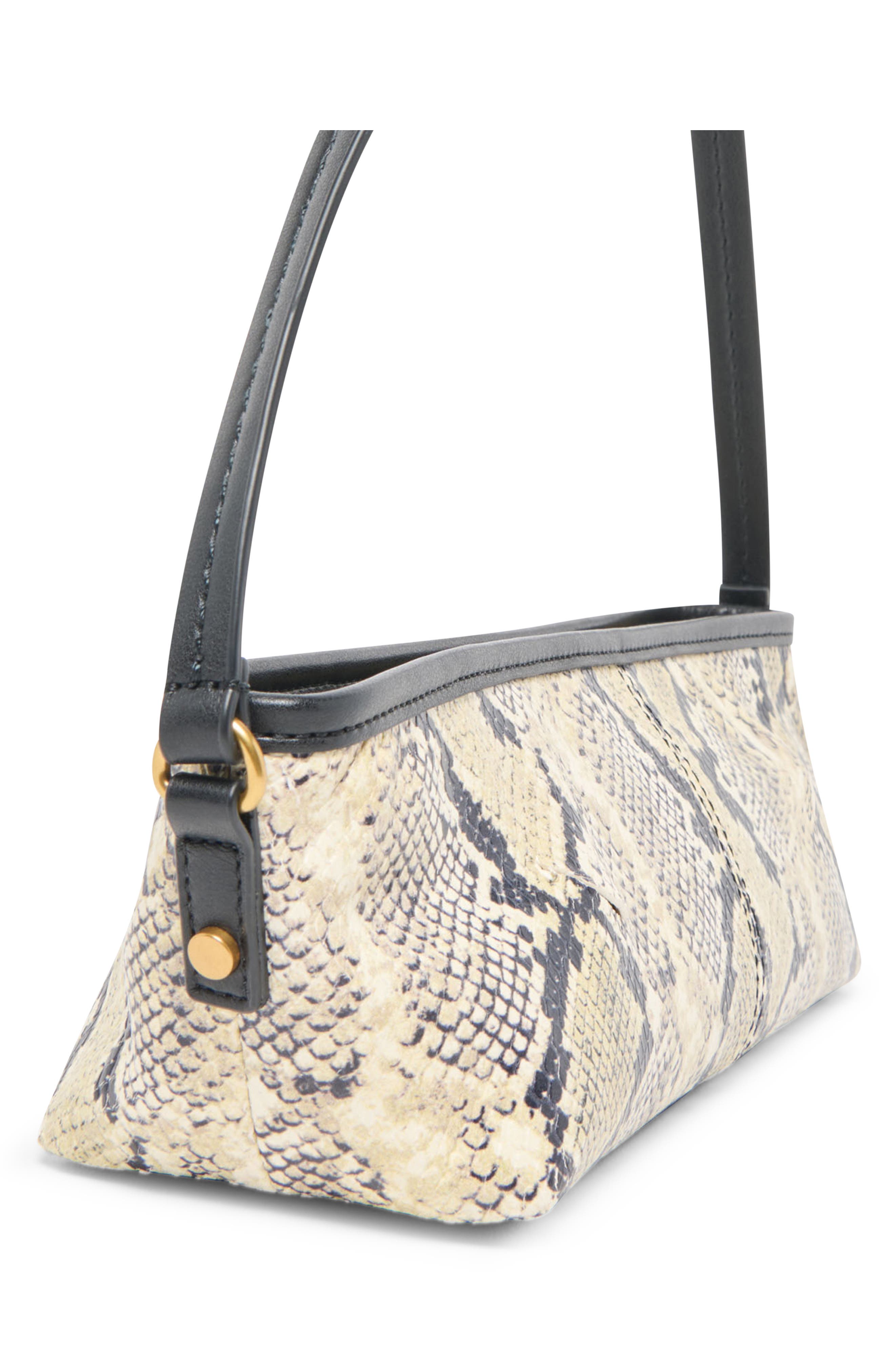 Dolce Vita Savii Snakeskin Embossed Faux Leather Shoulder Bag, Alternate, color, Black/ White