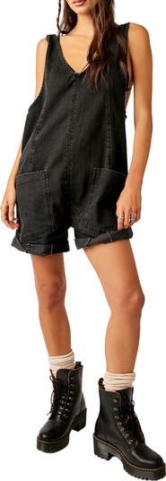 High Roller Short Denim Overalls