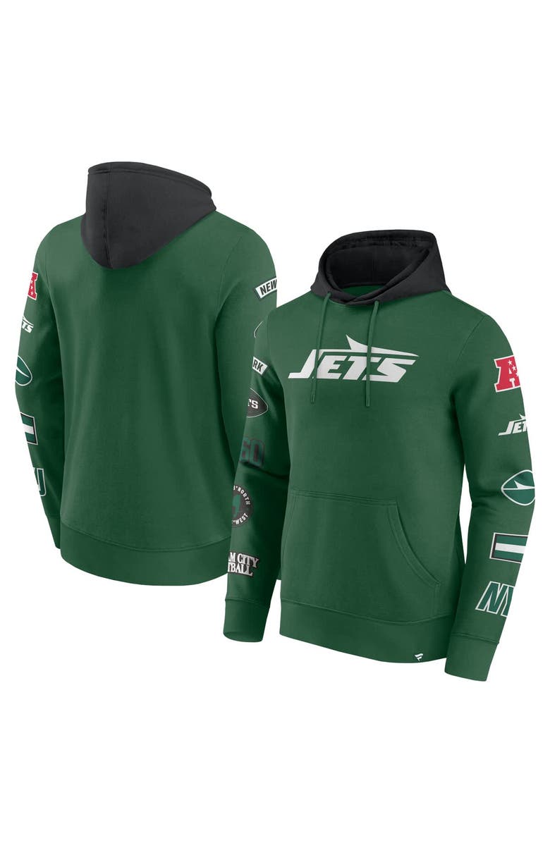 FANATICS Men's Fanatics  Green/Black New York Jets Patched Out Pullover Hoodie, Main, color, Green