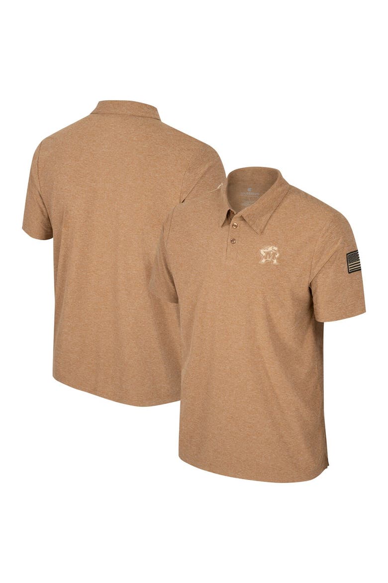 Men's Colosseum Khaki Maryland Terrapins OHT Military Appreciation Cloud Jersey Desert Polo, Alternate, color, Khaki