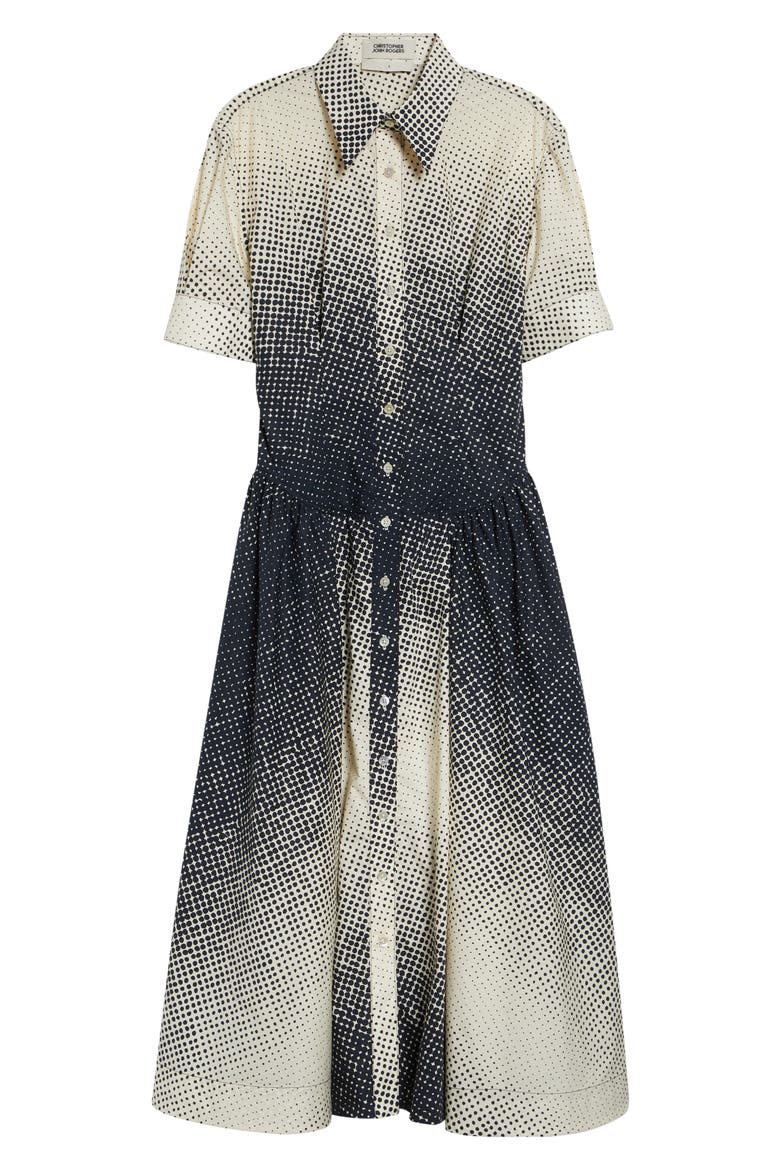 Halftone Dot Cotton Midi Shirtdress, Alternate, color, BLACK MULTI