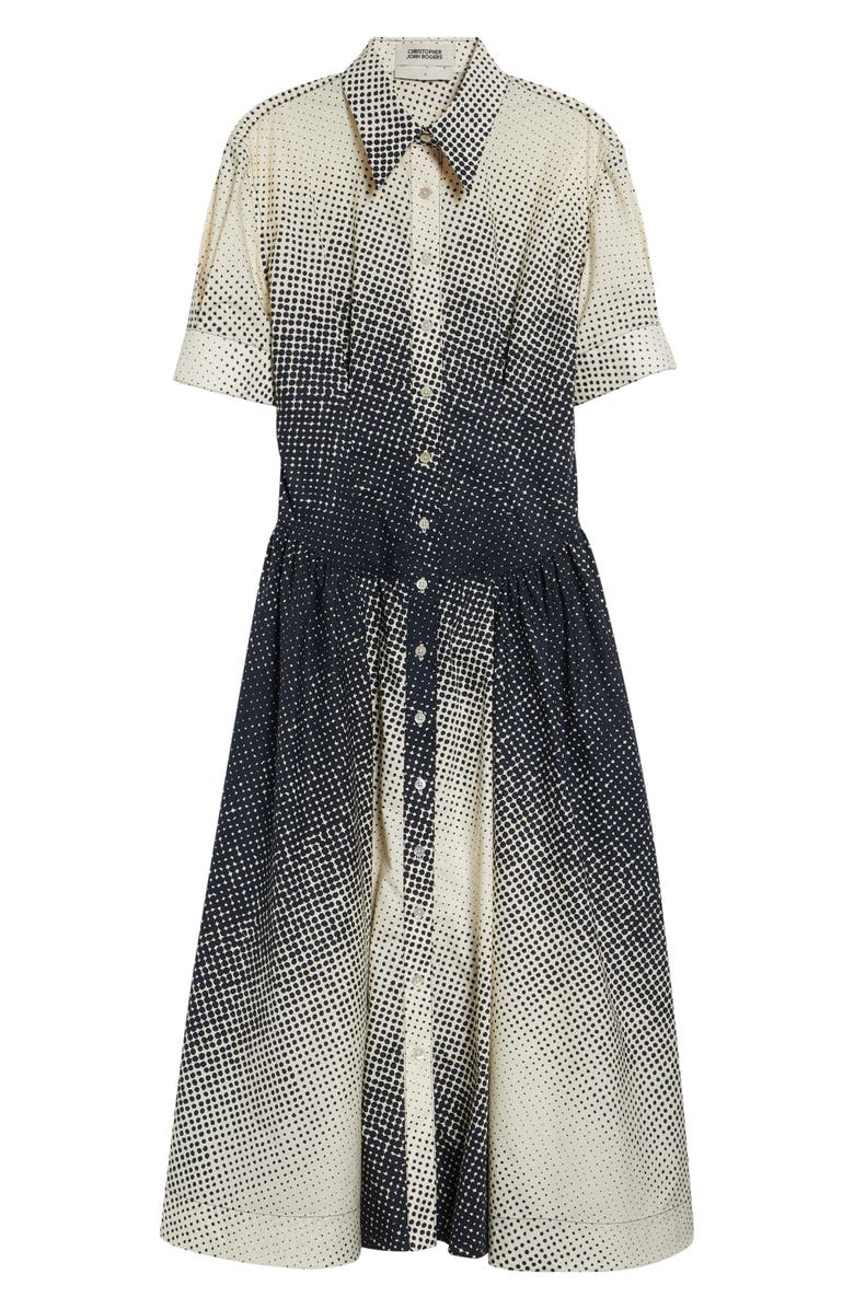 Christopher John Rogers Halftone Dot Cotton Midi Shirtdress, Alternate, color, Black Multi