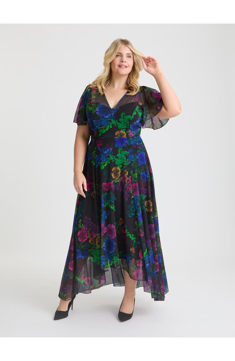 Scarlett & Jo Tilly Floral Sweetheart Dress, Main, color, Black Wild Flowers