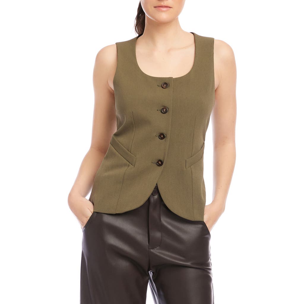 Fifteen Twenty Joni Button Front Vest In Green