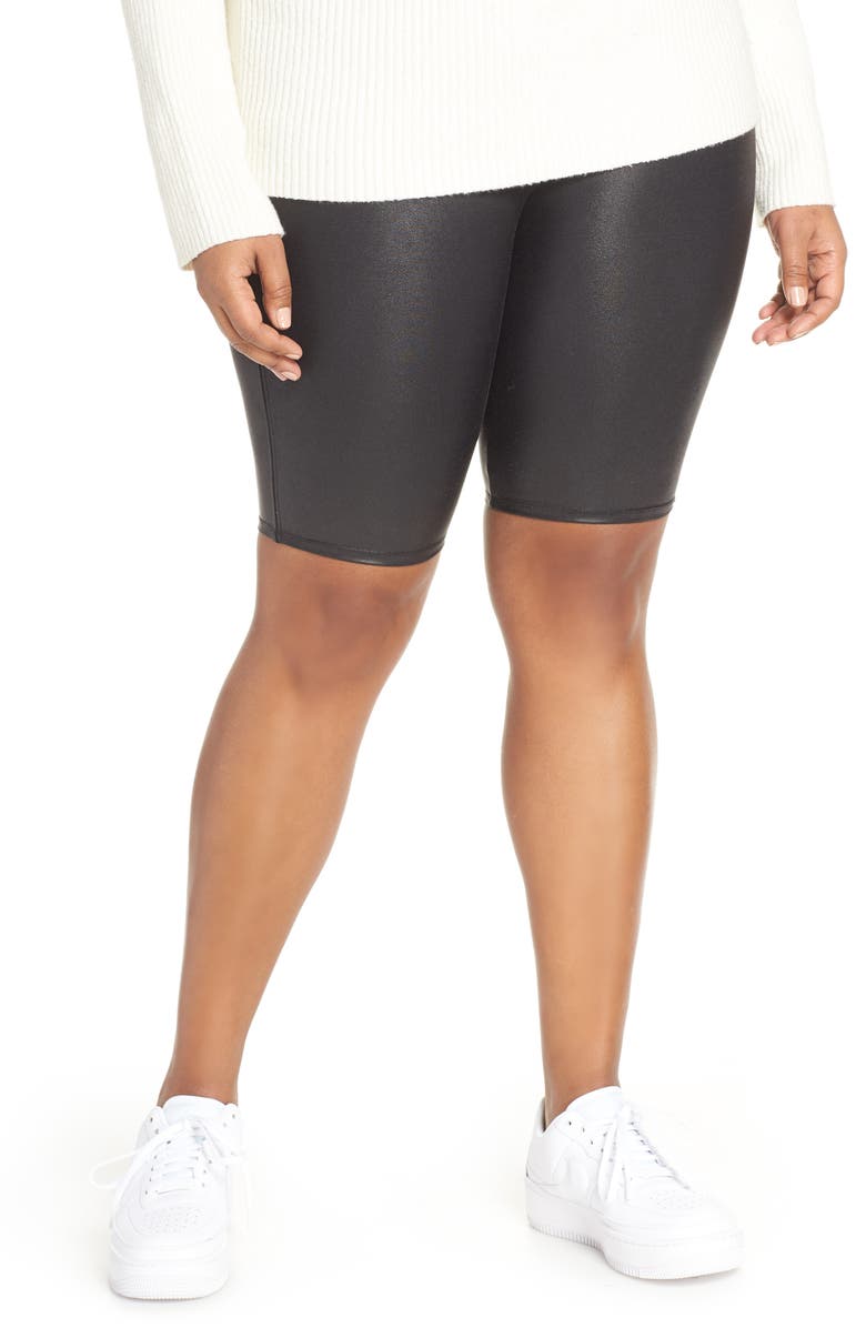 SPANX<sup>®</sup> Faux Leather Bike Shorts, Main, color,