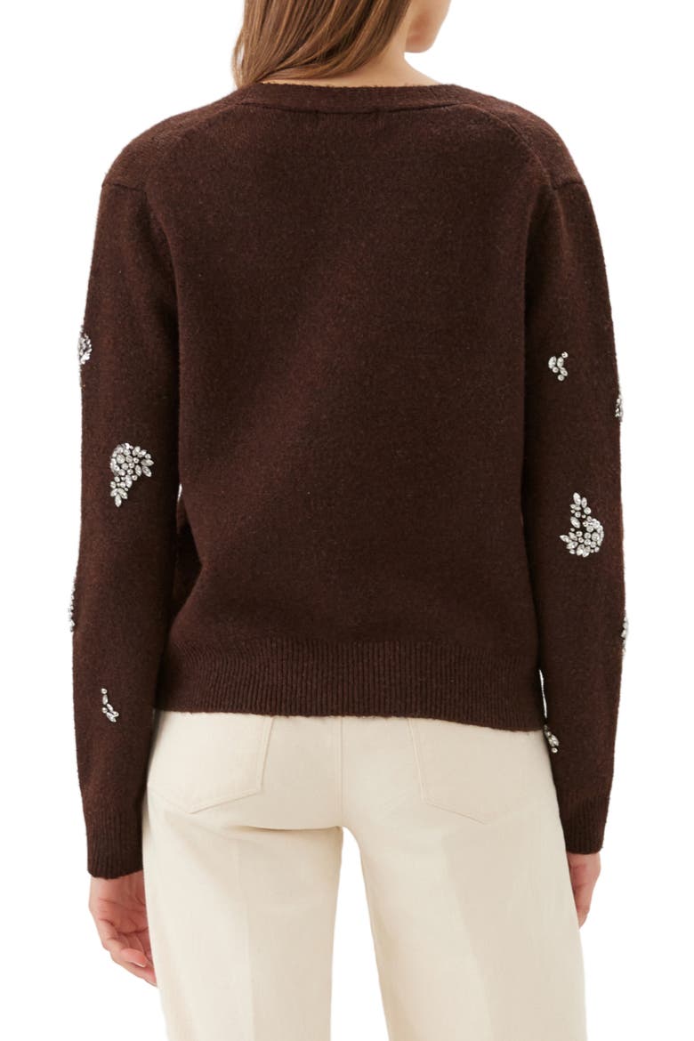 Rhinestone Cardigan, Alternate, color, CHOCOLATE