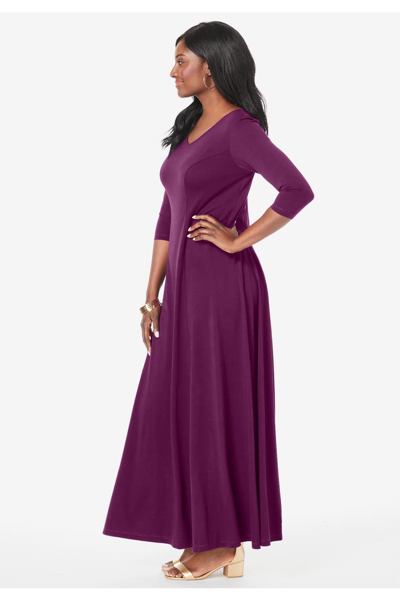 Double-V Maxi Dress, Alternate, color, DARK SAPPHIRE