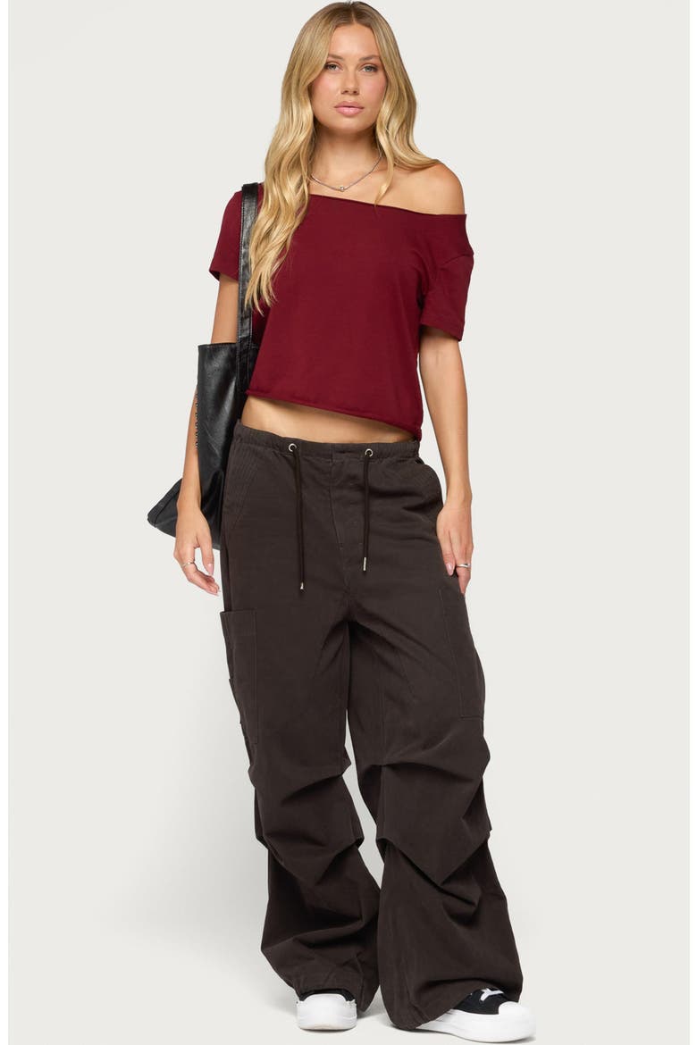 Dosie One-Shoulder Crop Top, Alternate, color, BURGUNDY