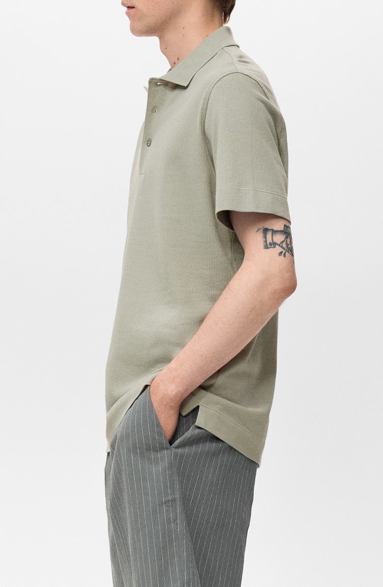 MANGO Fine Rib-Knit Polo, Alternate, color, Mint Green