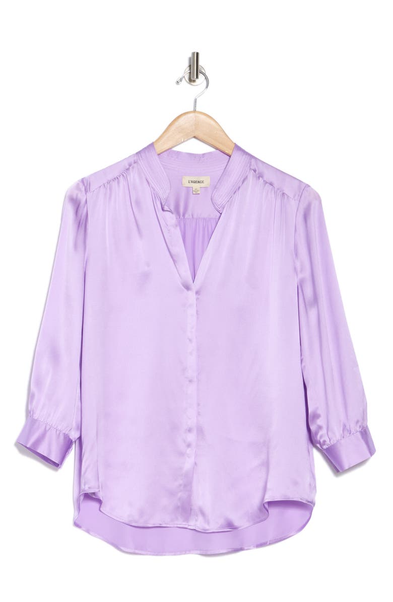 L'AGENCE Brisbane Three-Quarter Sleeve Silk Button-Up Shirt, Alternate, color,
