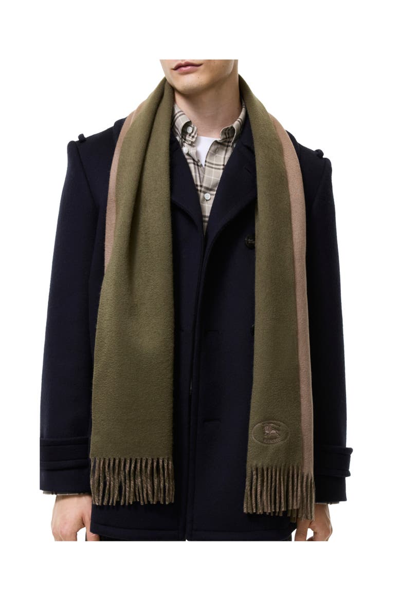 Knight Cashmere Scarf, Alternate, color, Pea green/vole brown