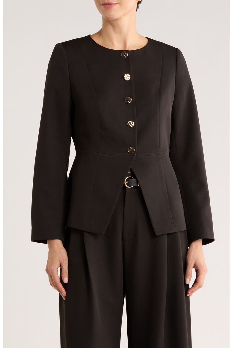 Hammered Button Cutaway Jacket, Main, color, BLACK