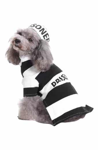 PET LIFE The Pet Life Striped Retro Inmate Prisoner Pet Costume
