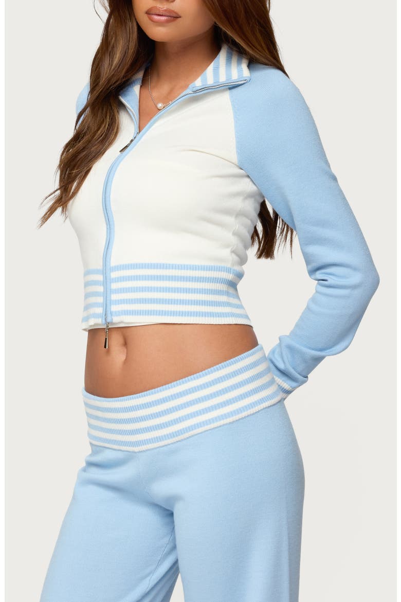 Clarisse Stripe Contrast Cardigan, Alternate, color, LIGHT-BLUE