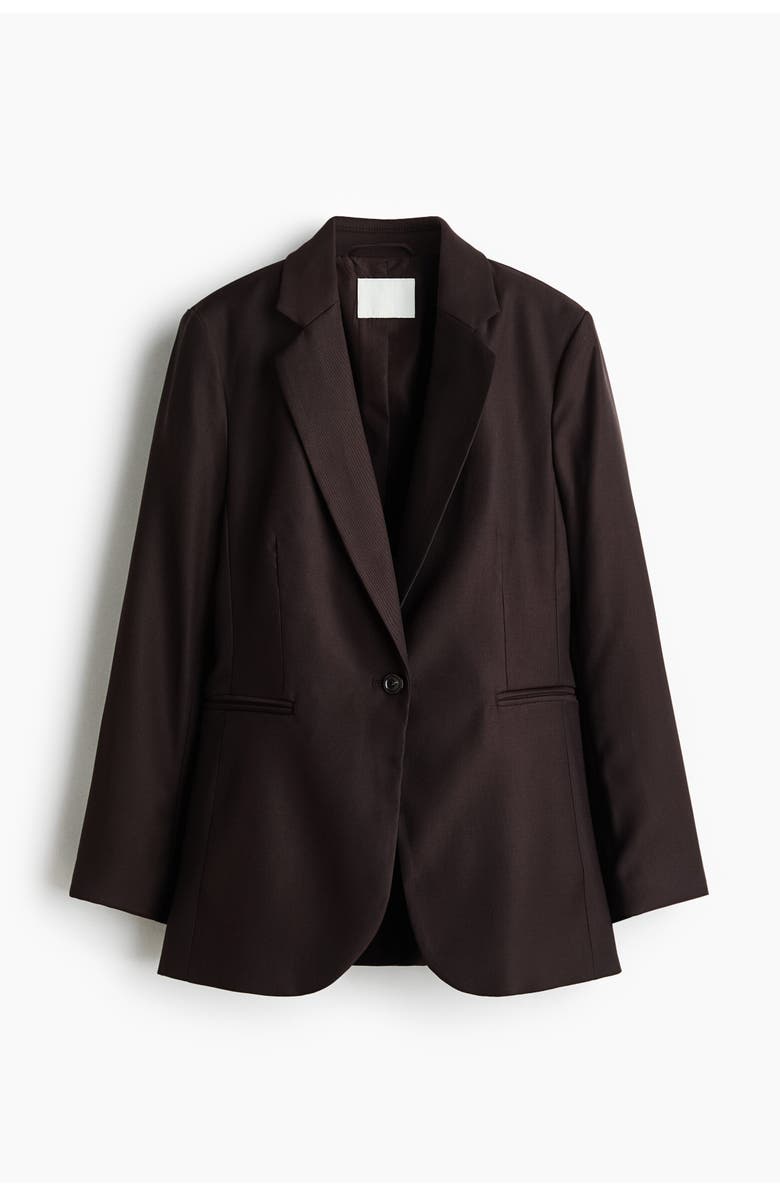 H&M Single-breasted Blazer, Main, color, Dark Brown