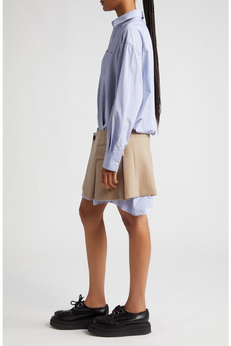 Thomas Mason Cotton Poplin & Wool Shirtdress, Alternate, color, L/ BLUE STRIPE BEIGE