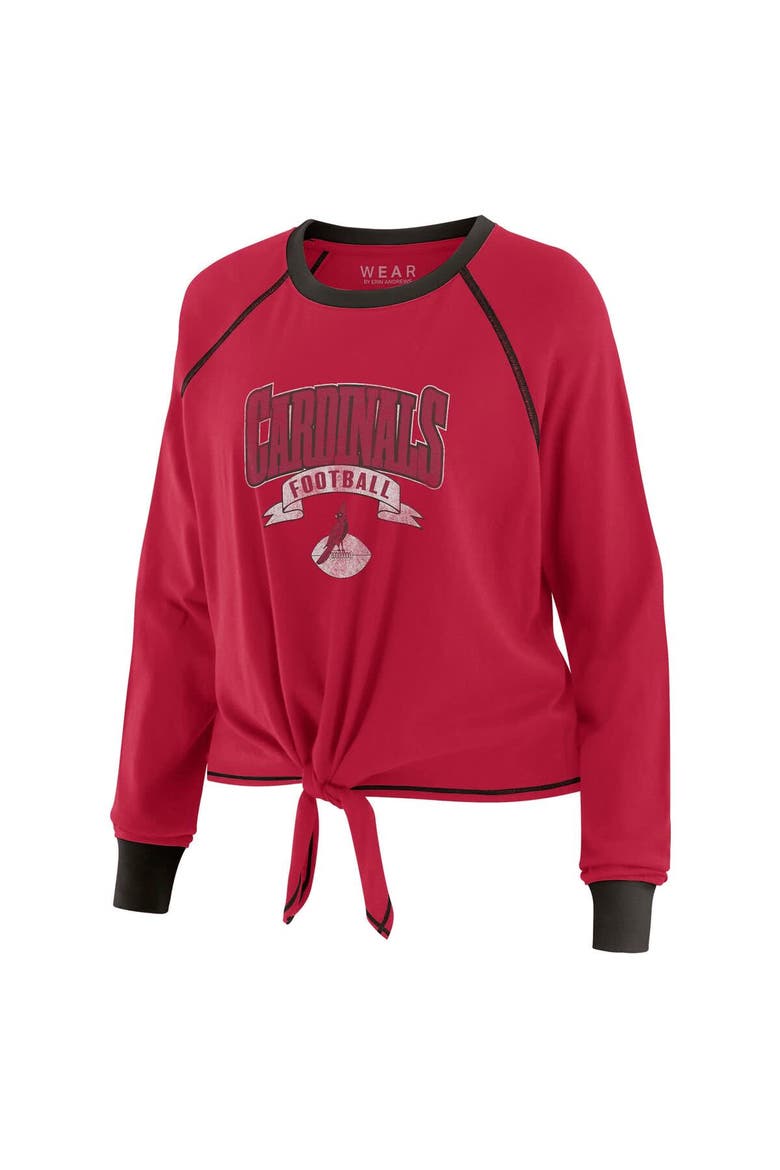 Women's WEAR by Erin Andrews Cardinal/Black Arizona Cardinals Plus Size Tie-Front Long Sleeve Top, Alternate, color, Cardinal