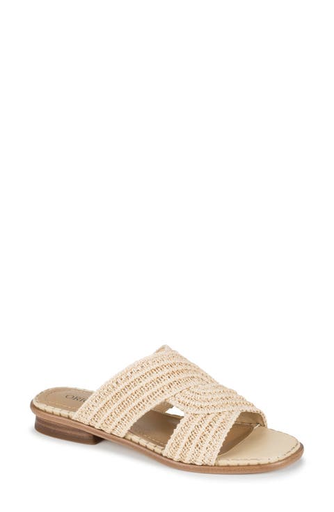 Ganni Slide in Bright Multi Raffia