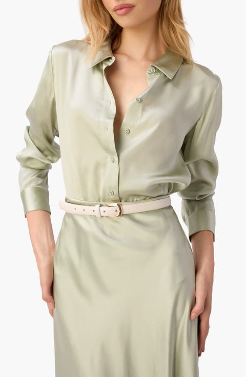 Crosby Silk Charmeuse Button-Up Shirt