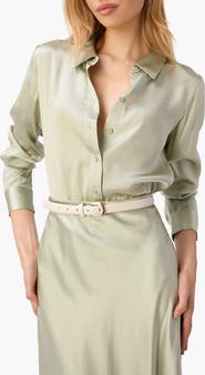 CAMI NYC Crosby Silk Charmeuse Button-Up Shirt